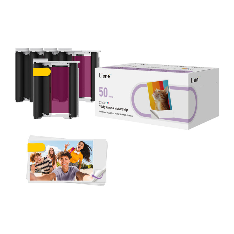 Liene 2x3" Photo Paper, 50 sheets + 5 ink cartridges - Image 1