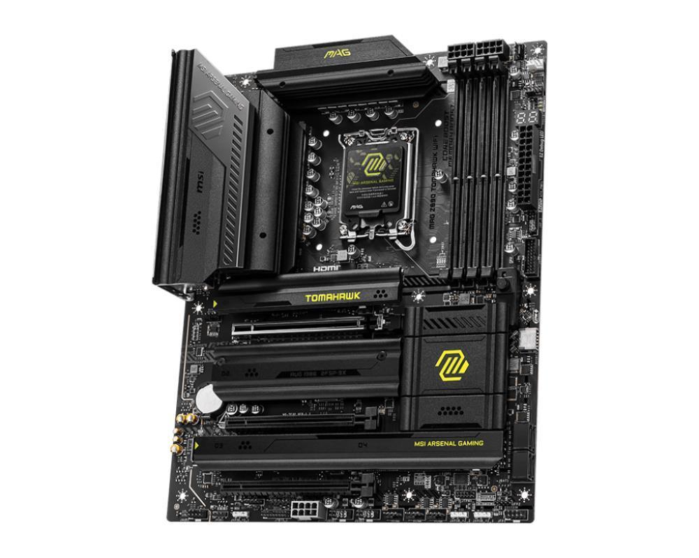 Mainboard MSI Intel Z890 LGA1851 ATX Memory DDR5 Memory slots 4 2xPCI-Express 4.0 4x 1xPCI-Express 5.0 16x 4xM.2 1xHDMI 4xUSB 2.0 3xUSB 3.2 1xUSB-C 2xUSB-C w/Thunderbolt 1xOptical S/PDIF 1xRJ45 2xAudio port MAGZ890TOMAHAWKWIFI