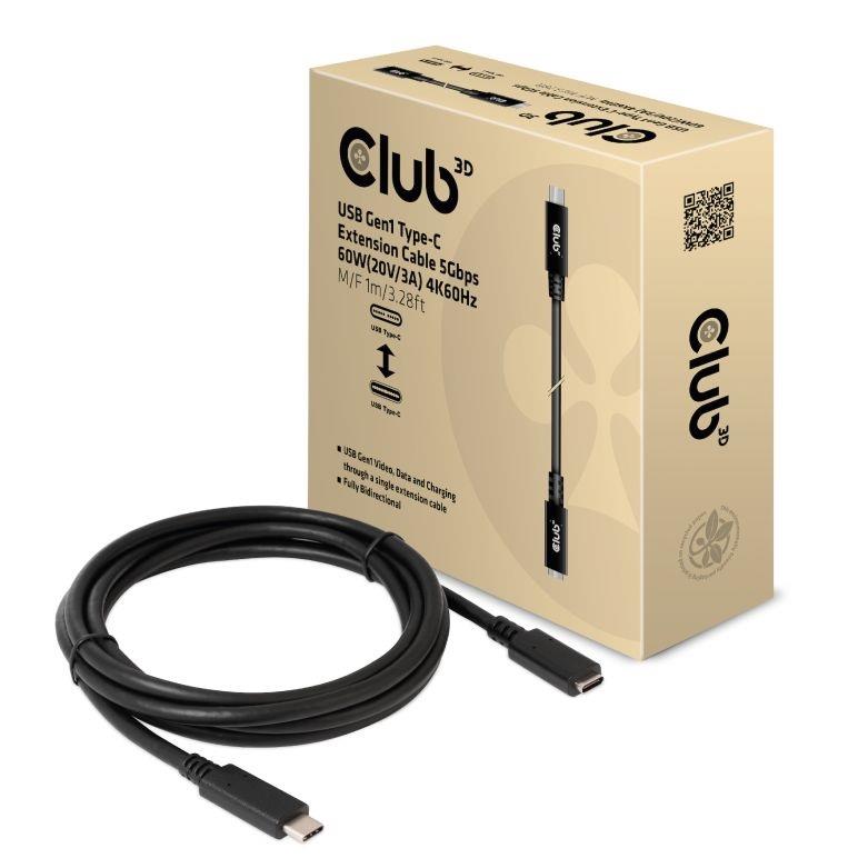 CABLE USB-C TO USB-C 1M/M/F CAC-1531 CLUB3D