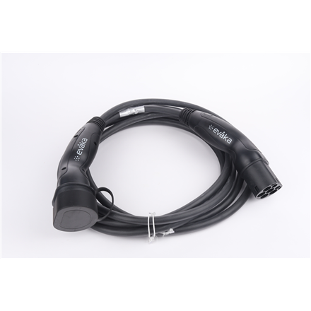 Evaka EV Charging Cable Type 2-Type 2, 22 kW, 32 A, 5 x 6 mm2, 1 x 0.5 mm2, 5 m | ITGAM3871 | Black