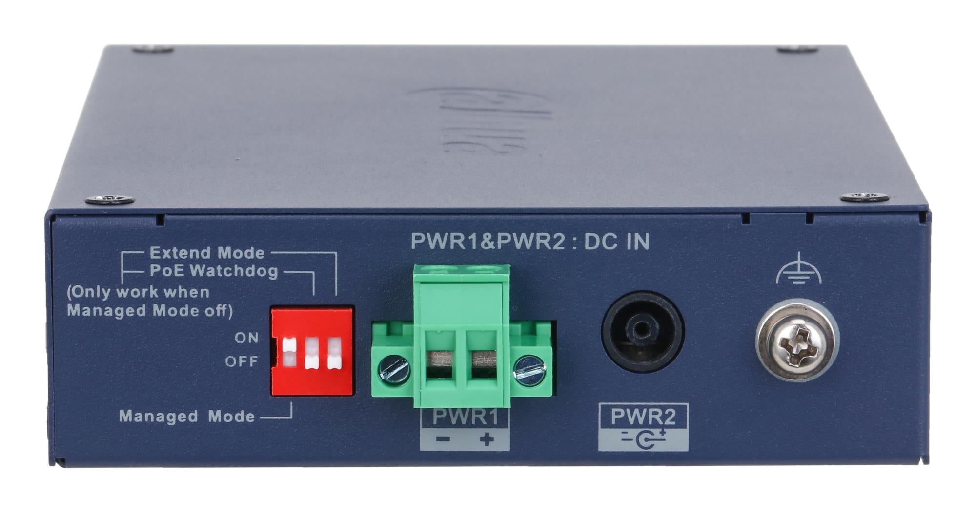 Switch DAHUA Switch type Managed Switch layer L2 Form factor Desktop 4xRJ-45 ports RJ-45 Ports Type Fast Ethernet (10/100) 4xFast Ethernet (copper) ports quantity 1xGigabit Ethernet (copper) ports quantity 1xSFP module slots quantity 1xFiber uplink ports