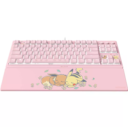 Razer Ornata V3 Tenkeyless | Gaming keyboard | Wired | US | Razer Mecha-Membrane Switches | Wrist Rest | Pikachu Eevee E