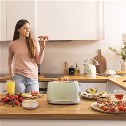 Cecotec Toaster | Toast&Taste 800 Vintage | Power 850 W | Number of slots 2 | Housing material Stainless steel | Light G