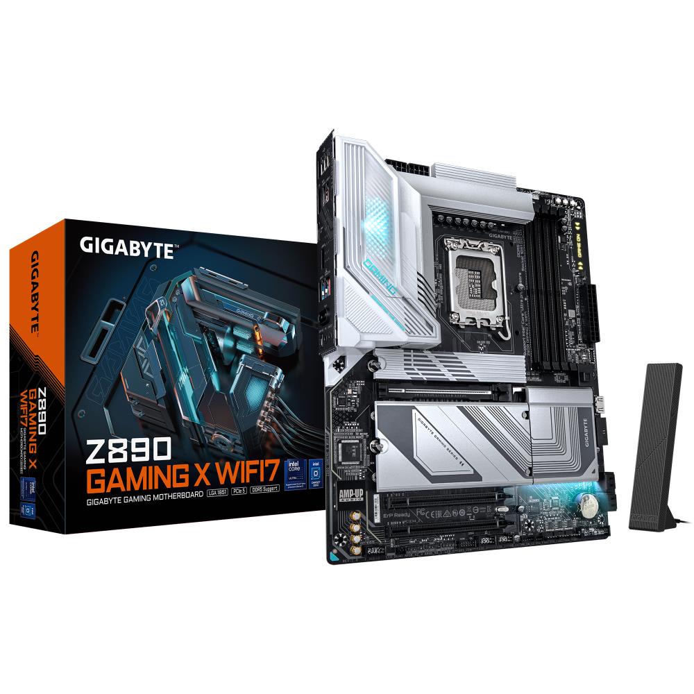 Mainboard GIGABYTE Intel Z890 LGA1851 ATX Memory DDR5 Memory slots 4 2xPCI-Express 4.0 4x 1xPCI-Express 5.0 16x 4xM.2 1xDisplayPort 4xUSB 2.0 5xUSB 3.2 1xUSB-C 1xOptical S/PDIF 1xRJ45 2xAudio port Z890GAMINGXWIFI71.0